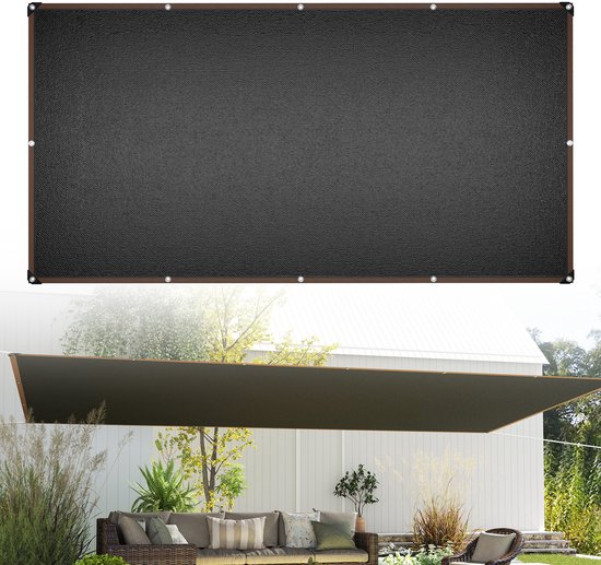 Schaduwdoek 3 x 5 m – HDPE 90–95% UV-Bescherming – Zonnescherm voor Tuin, Terras, Balkon & Zwembad – Antraciet