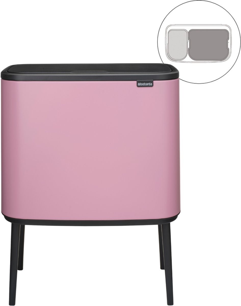 Brabantia Bo Touch Bin Prullenbak - 11 + 23 liter - Afvalscheiding - Lilac Pink