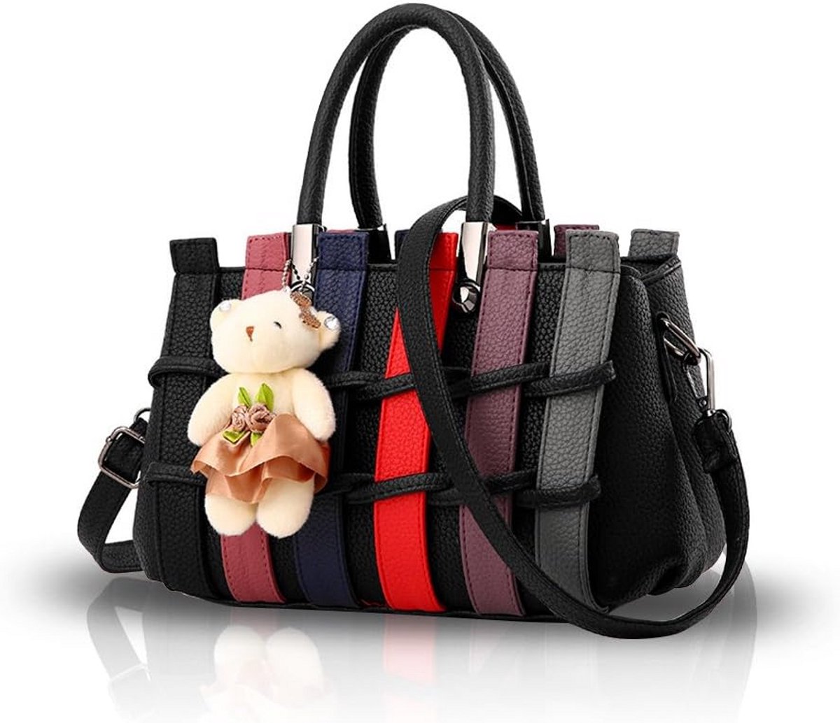 Dames Handtas Schoudertas Splitkleur Trendy Shopper met Lange Riem