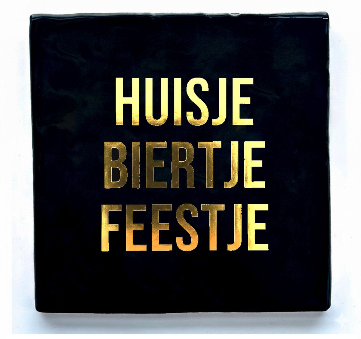 Tegeltje 10x10 cm – Huisje, Biertje, Feestje – Gezellig Cadeau & Decoratie housewarming cadeau - Snoes