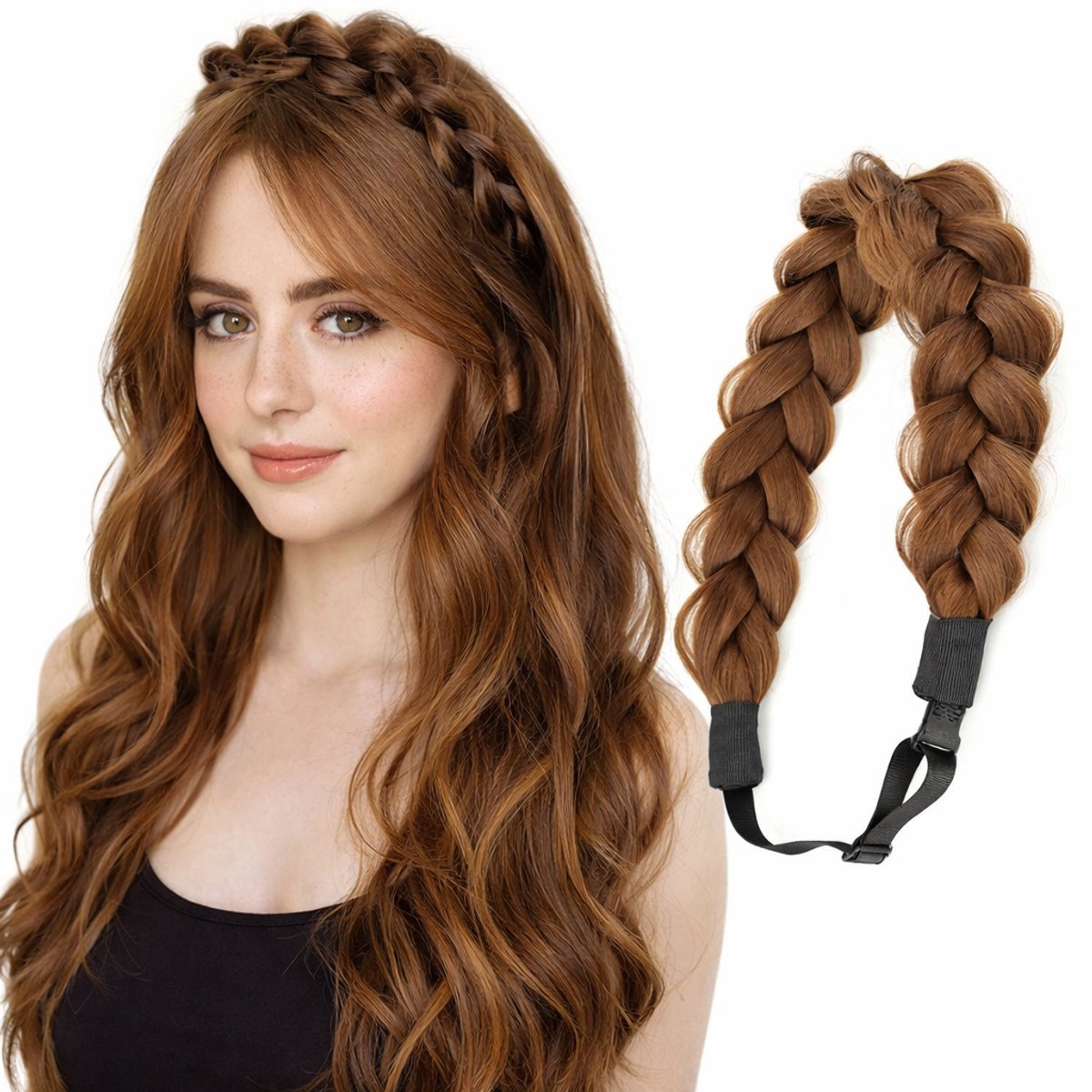 SassyGoods Haarband Dames Meisje Vlecht - Haarbanden - Diadeem - Vlechtband - Verstelbare Haarband – Koper Bruin
