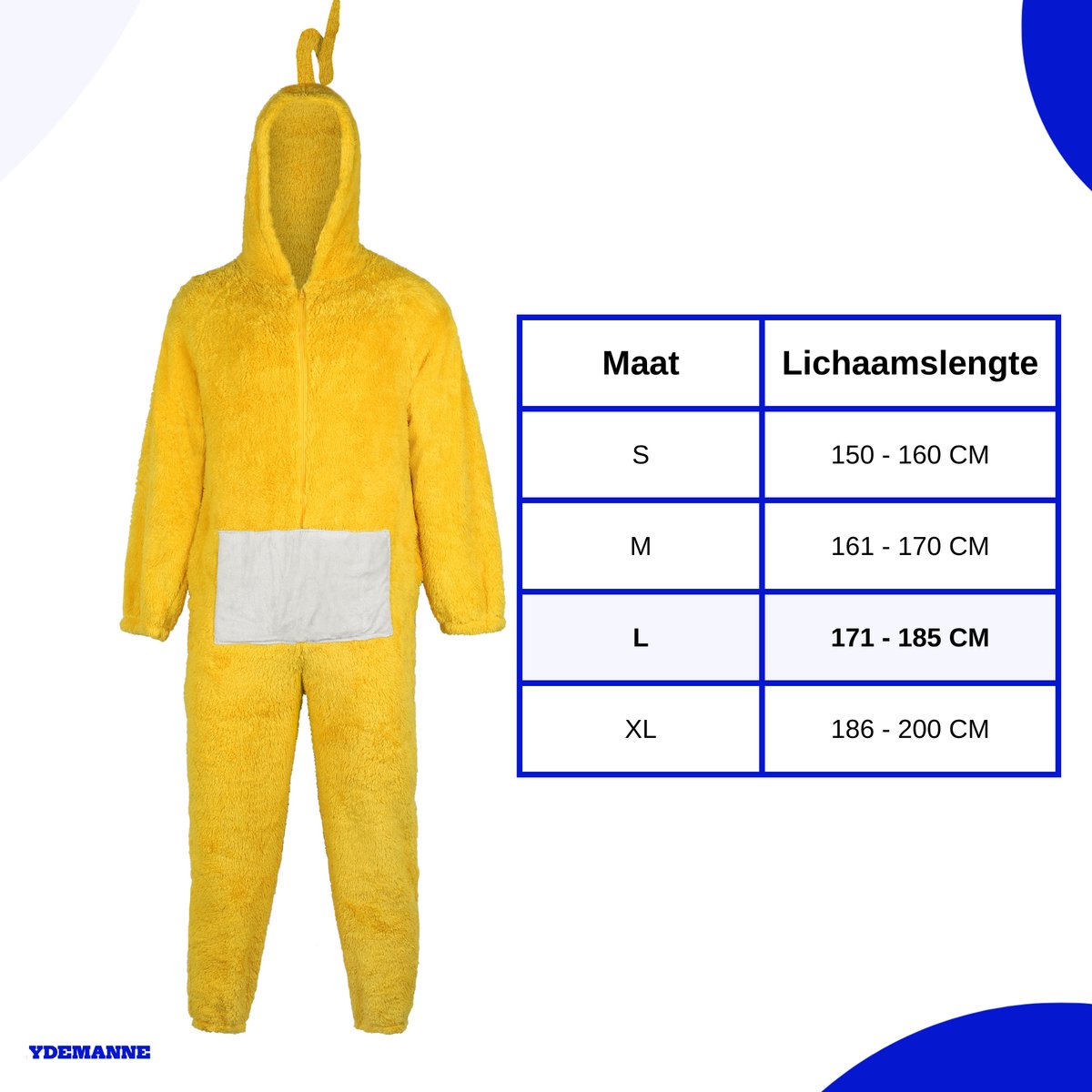 Carnavalskleding - Onesie - Geel - L - cm - Kostuum - Dames & Heren - Verkleed als Kinderfiguren - Volwassenen — afbeelding 3