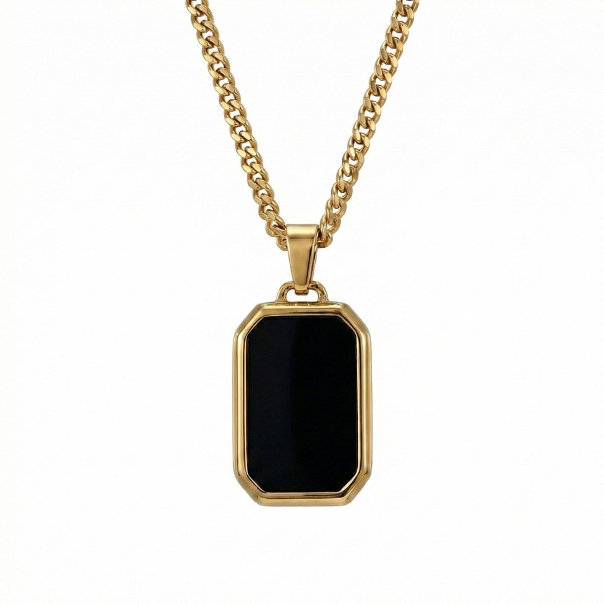 Thomasiny® Black Aether Goud – Heren Ketting met Zwarte Steen – Luxe Minimalistisch Design – 316L RVS