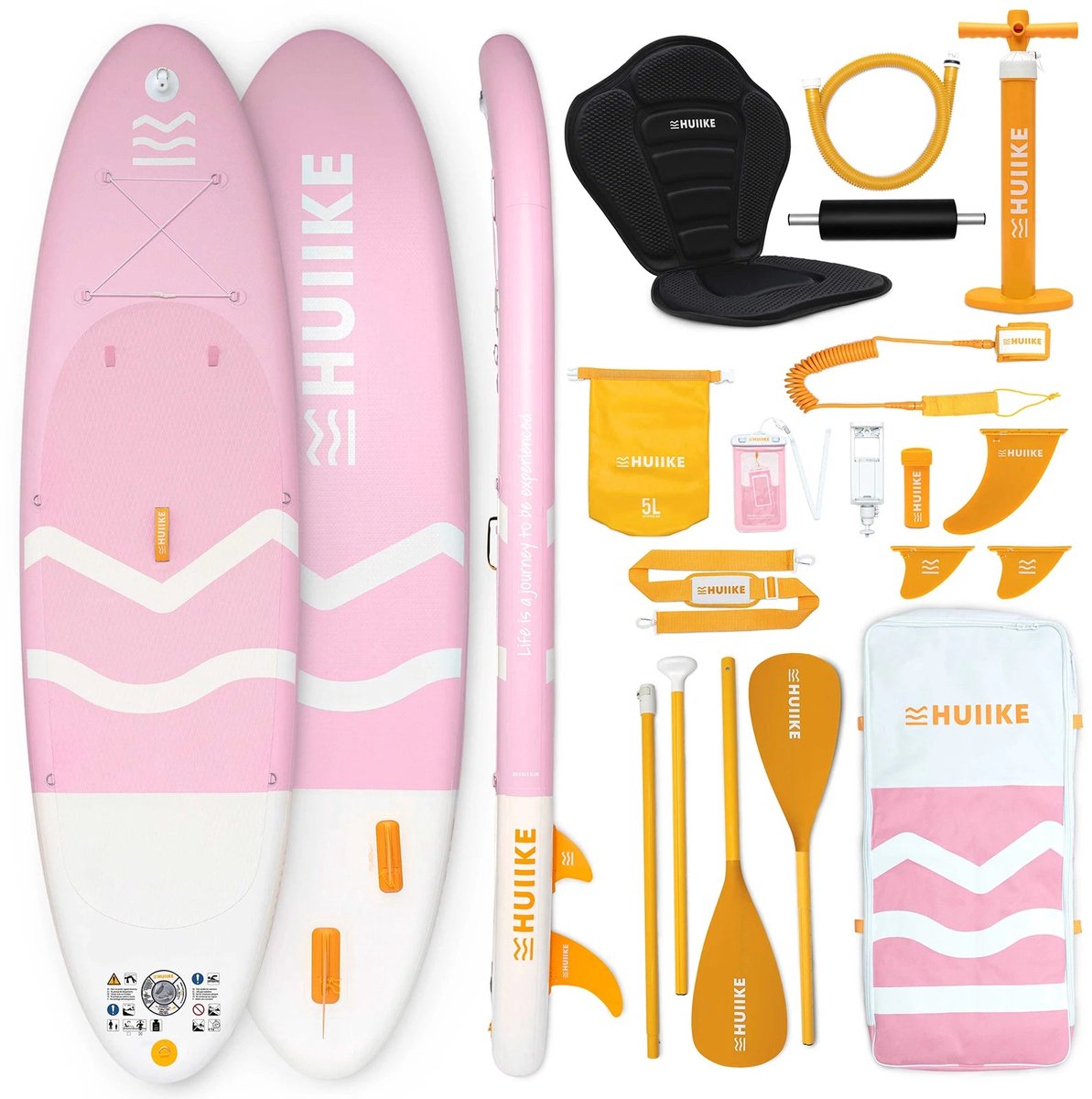HUIIKE SUP Board - Opblaasbaar Paddle Board met Accessoires, Peddel, Vinnen, Pomp - Stand Up Paddle met Hoge Stabiliteit - 305 x 84 x 15 cm - Max. 130 kg