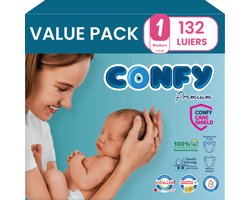 Confy Premium - Luiers Maat 1 (2kg-5kg) - 132 Luiers - Value Pack