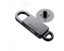 Techspot© Afluisterapparatuur - sleutelhanger - MP3 - Afluisterapparatuur op afstand - Dictafoon - Spy Recorder - Opnameapparaat - Voice Recorder - inclusief oortjes - Zwart