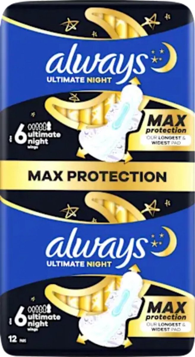 Always Ultimate Night Maandverband Maat 6 Vleugels - 12 Stuks