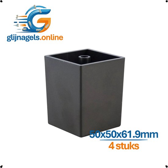 4 STUKS PREMIUM AANSCHROEFVOETEN ZWART 50x50 mm – Vierkante Meubelpoten en Meubelvoeten – Meubelverhogers voor Bank, Kast & Tafel – Kunststof Voeten om Meubels te Ophogen – Beschermt tegen Vocht & Slijtage – Binnen & Buiten geschikt – Incl Schroeven