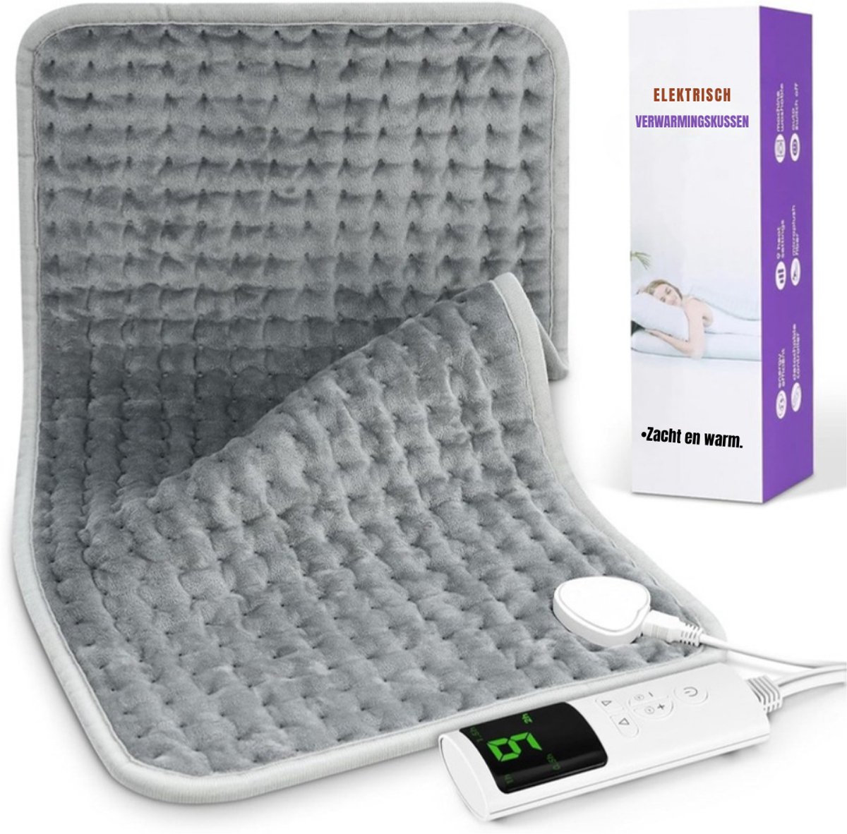 Zyrex® Warmtekussen Elektrisch - Warmtekussen - Warmtedeken - 6 Niveau's - Grijs - 60 x 30 x 1 cm; 200 g