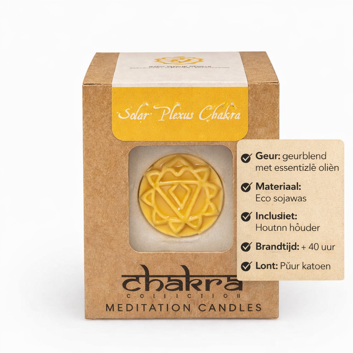Chakra 3 Kaars – Zonnevlecht Chakra Sojakaars – Solar Plexus Meditatie Kaars Geel – Zelfvertrouwen & Kracht