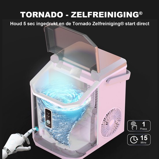 Bardi 1.1L - Nugget IJsblokjesmachine Square - Crushed Ice Maker met IJsschep - 15kg/24 uur - Ijsblokjesmaker - Met Luxe Thermosbeker - WIT met citruspers rvs van Merkloos — afbeelding 5