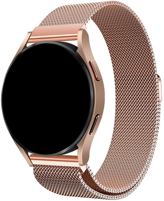 Bracelet milanais Stravo Smartwatch 20 mm - Or rose - Bracelet de montre milanais de luxe compatible avec Samsung Galaxy Watch 7 / 6 / 5 / Pro / 4 / 3 / Active 2 - Polar Ignite / Unite – Huawei