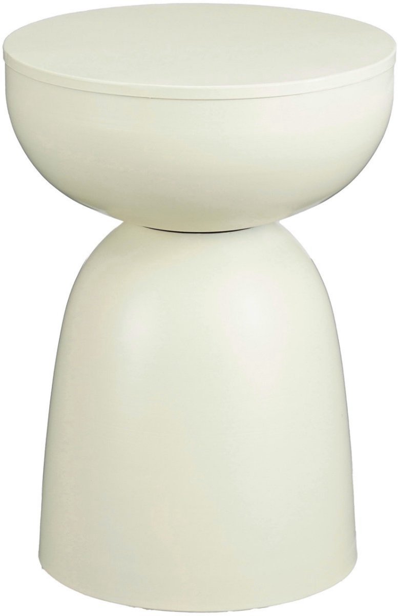 Mica Decorations Elliot Salontafel - Nachtkastje in Strak Design - Bijzettafel voor Bloemen en Planten - Rond Tafeltje voor Kleine Ruimtes - H45 x Ø32 cm - Off-white Gebroken wit