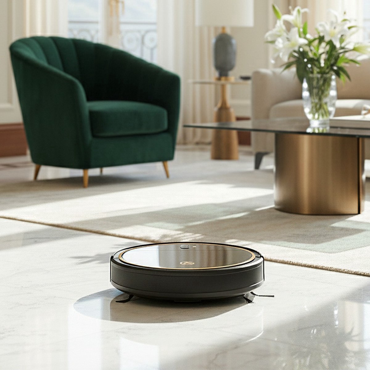 AG Robotstofzuiger met Dweilfunctie - 120minuten - Met Oplaadstation - Robotstofzuigers - Gold Ring - Huisdieren - met Dweil - Luxe 2-in-1 Robotstofzuiger - Dweilrobot - Automatisch opladen - met App of afstandsbediening - 2500Mah - Black Gold Editie — afbeelding 7