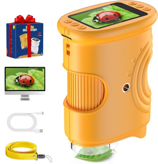 1000x Zoom Digitale Microscoop voor Kinderen - Draagbare Kinder Microscoop - Hand- en Zakmicroscoop - Vergrootglas voor Tuin, Bos en Experimenten - Educatieve/STEM Wetenschapscadeau voor Kinderen 4 - 12 jaar - Foto & Video opslag - Tuinspeelgoed