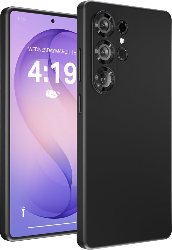 Samsung Galaxy S26 Ultra Hoesje Zwart Siliconen Schokbestendig Slank Flexibel Bescherming Case