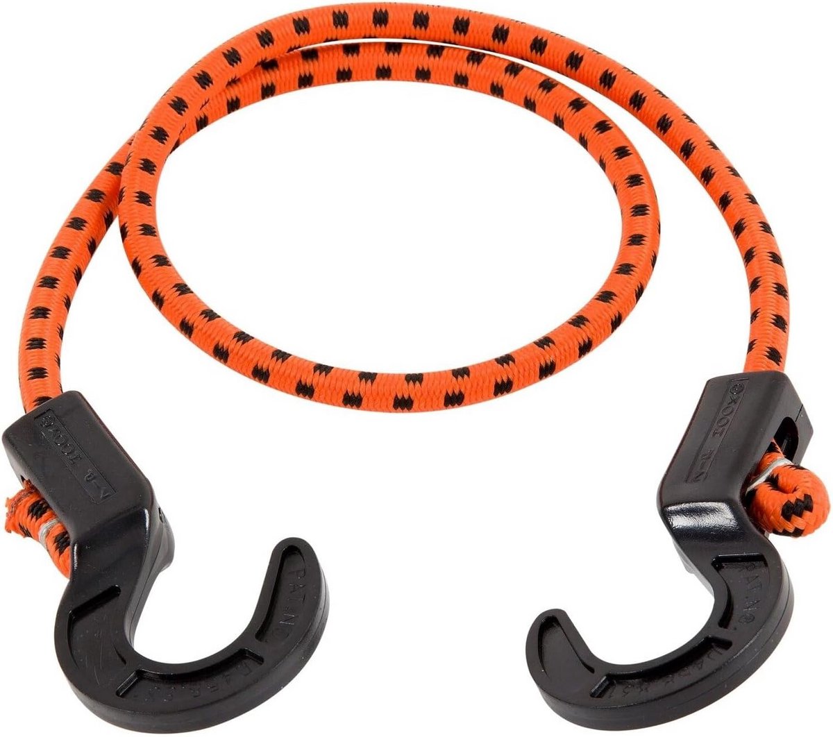 Set van 2 Robuuste Elastische Spanbanden met Haak voor Vastzetten Bungeekoorden Zwart Oranje 76 cm
