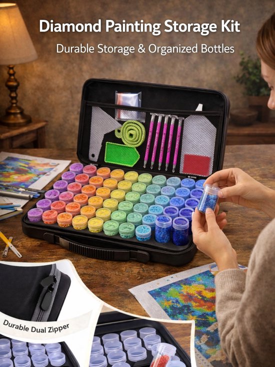 BOTC Diamond Painting Opbergdoos - 60 Potjes - 90 Delig Sorteerdoos set ...