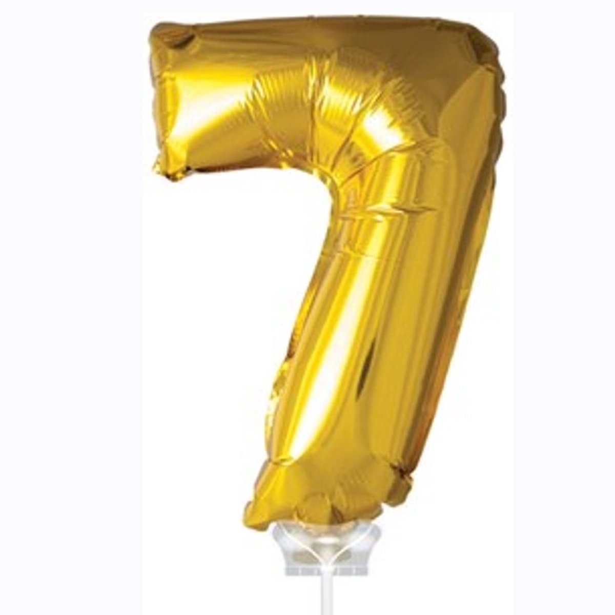 Cijferballon op stokje XL 40cm - Taart ballon - Cijfer 7 - Goud