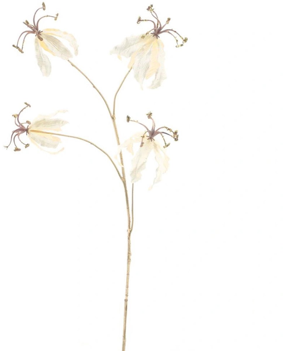 Buitengewoon Boet Gloriosa lily spray ardesio creme 85 cm kunstbloem Buitengewoon de... wit
