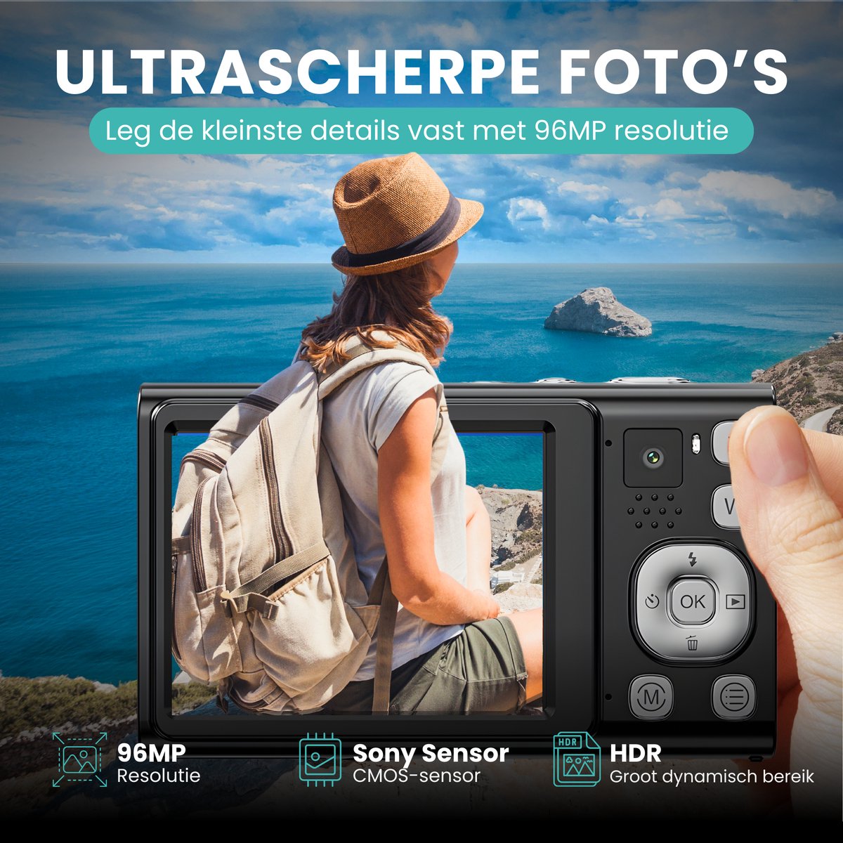 Kiekz DC422XY compactcamera met 2,8-inch scherm thumbnail 2