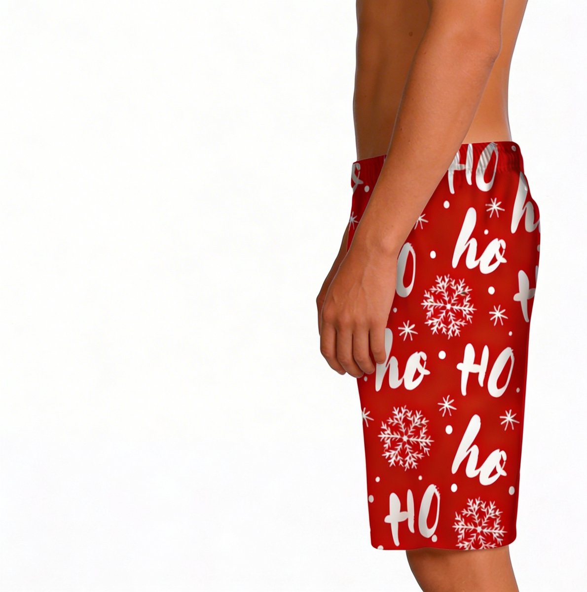 Kerst Zwembroek Ho Ho Ho - Prachtig ontwerp - Prachtige korte broek - Rood en Wit - Vakantie - Heren — afbeelding 4