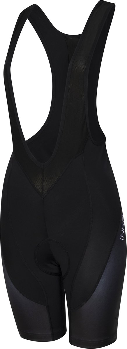 Zwarte fietsbroek dames met zeem - Ingeklikt - Korte fietsbroek met bretels en dameszeem - 4XL (46-48)