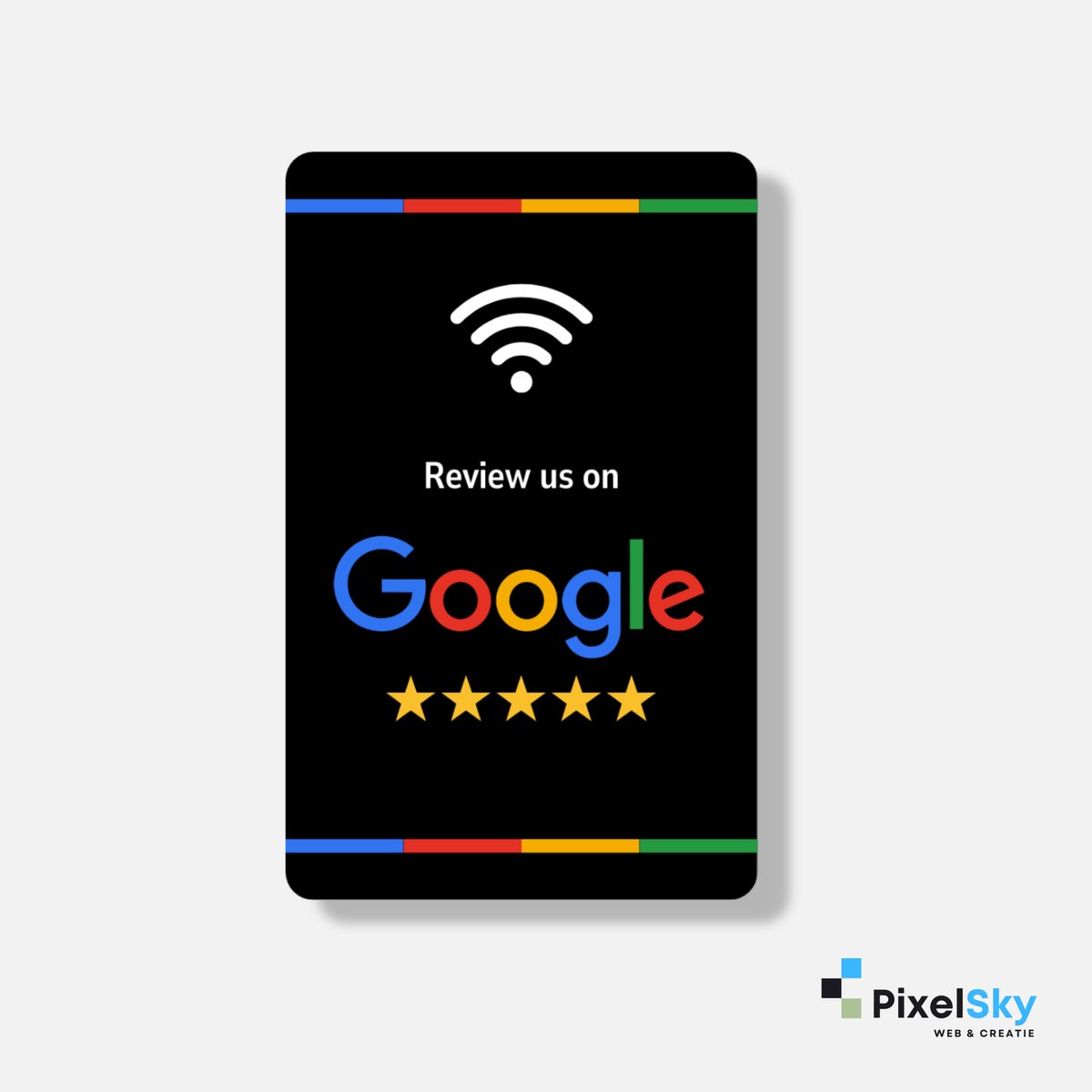 PixelSky - Google Review kaart - NFC - Engels - Zwart