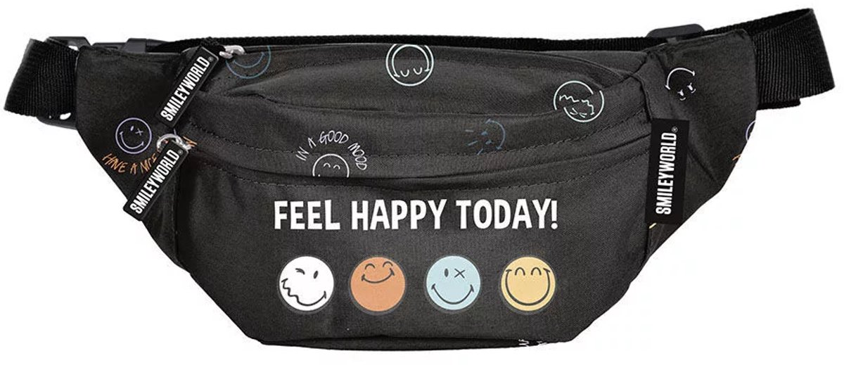 Smiley Heuptasje Feel Happy - 27 x 11 x 7 cm - Polyester
