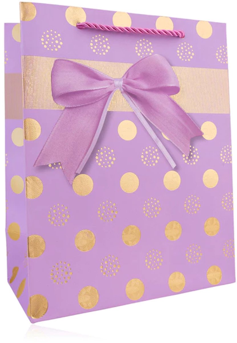 Cadeautas M - Luxe A5 Geschenktas met Stippen - Cadeauzak - Geschenkzak - 18cmx10cmx23cm