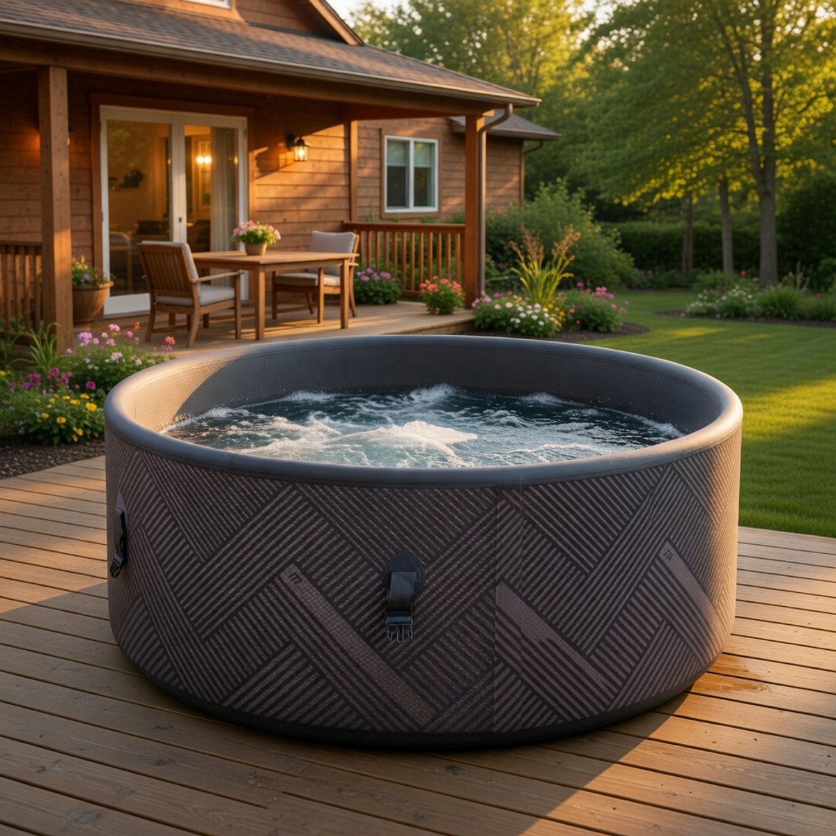 Opblaasbare Jacuzzi 158x158 cm 4 Personen – Luxe Spa Bubbelbad met 108 Massagejets, UVC Desinfectie, 40°C Verwarming, Outdoor & Indoor Whirlpool met Timer en Afdekking – Tekapo Comfort Series – Urbanhome