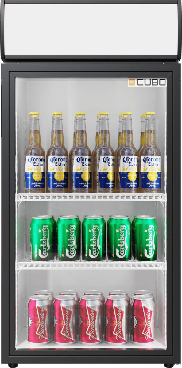 Tafelmodel Barkoelkast 84L - 1 Scharnierende Glazen Deur - Energiezuinig - CS-80H-EE
