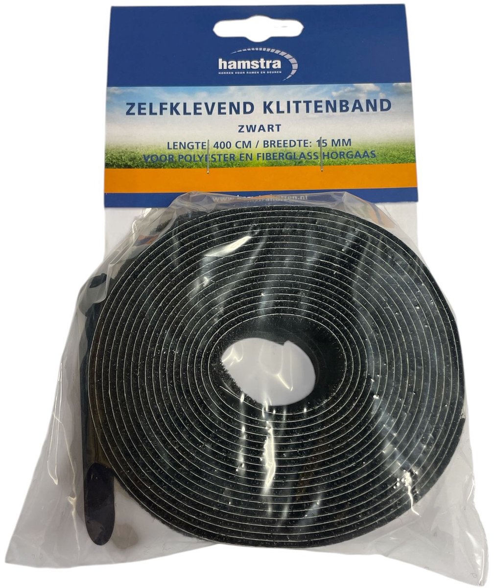 Hamstra klittenband zelfklevend - zwart - 400 cm - 15 mm