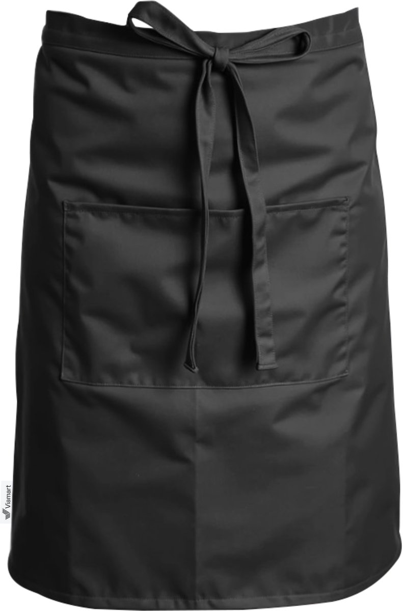 Viamart® Premium Line - Professionele Horeca Sloof - Bistroschort - Heupschort - Bedieningsschort - Serveerschort - Horecakwaliteit - Unisex: Dames & Heren - Maat: One Size Fits All - Wasbaar op 60° - Zwart