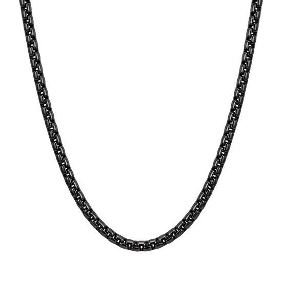 Collier homme acier GINU 2,5mm - Longueur 50cm - Collier homme noir sans pendentif acier inoxydable - Mauro Vinci
