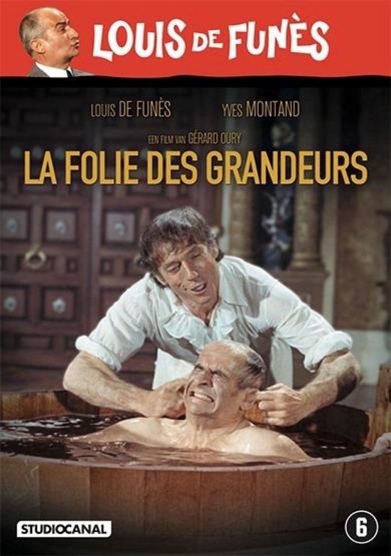 Louis de Funès et Yves Montand dans La Folie Des Grandeurs. Louis pousse la tête d'Yves dans une baignoire en bois.