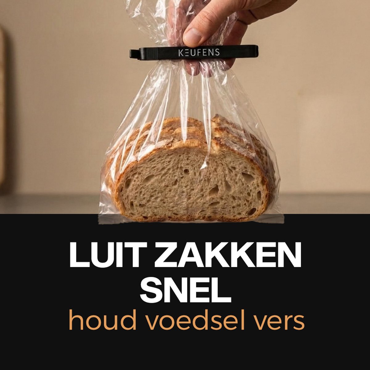 Keufens Vershoudclips 10 stuks zwart - Vaatwasser en vriezer bestendig - Afsluitclips - Vershoud knijpers - Zaksluiter - Kunststof — afbeelding 4