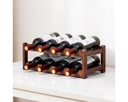 wijnfleshouder - wijnrek - Bruin - Er passen 8 flessen wijn in - 43*23,5*15 cm - Bamboe