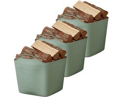 Excellent houseware flexibele kuip / emmer - 3x - groen - 25 l - kunststof - 40 x 35 cm - met handvatten