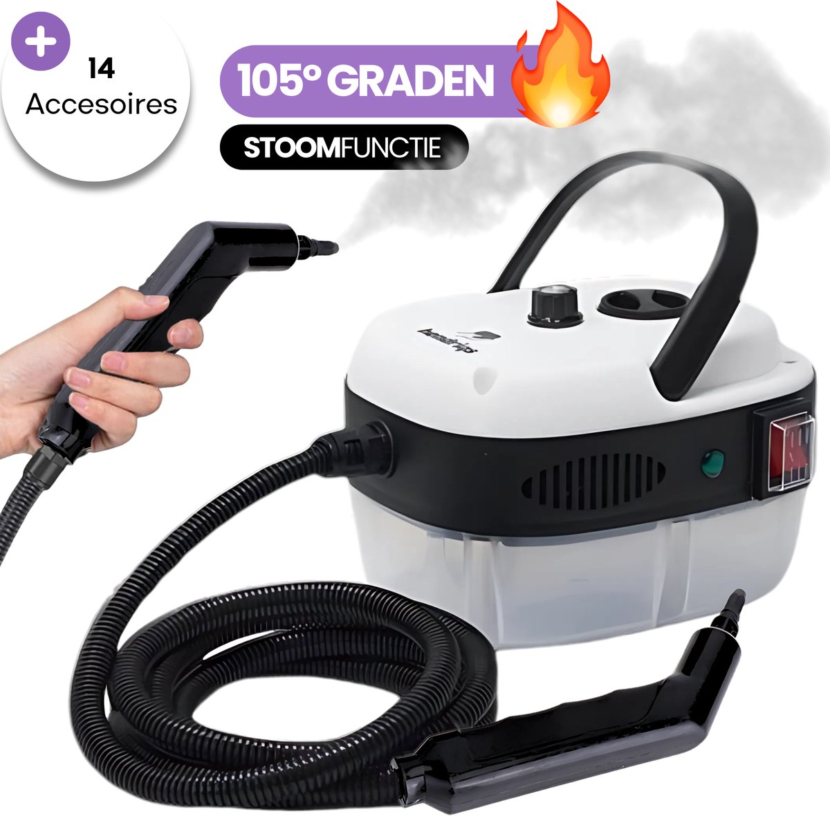 Bol.com Hendriqs® XL Stoomreiniger 105 °C - 1.5L Stomer voor Keuken & Badkamer & BBQ & Ramen - Handstoomreiniger Schoonmaak - St... aanbieding