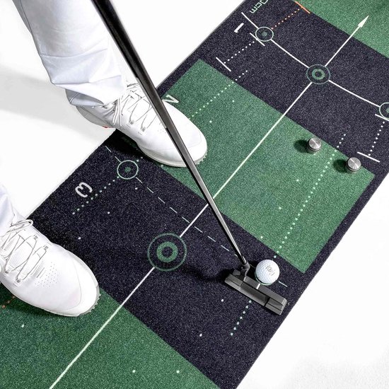 Puttingmat - Golf Puttingmat - 4 Meter - Luxe Golfoefenmat - Professionele Putting Green voor Binnen - 3 Meter Putting Area - Met Trainingsrichtlijnen - Visuele Hulplijnen - Indoor Golf Training - Snelheid & Controle - Groen - 4m — afbeelding 4