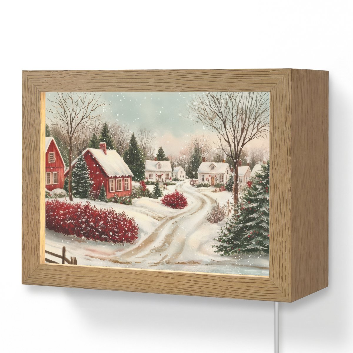 Wandlamp 20x15 cm - Oplaadbaar - Kerstsfeer - Landelijk - Rood - Wandlampen binnen woonkam