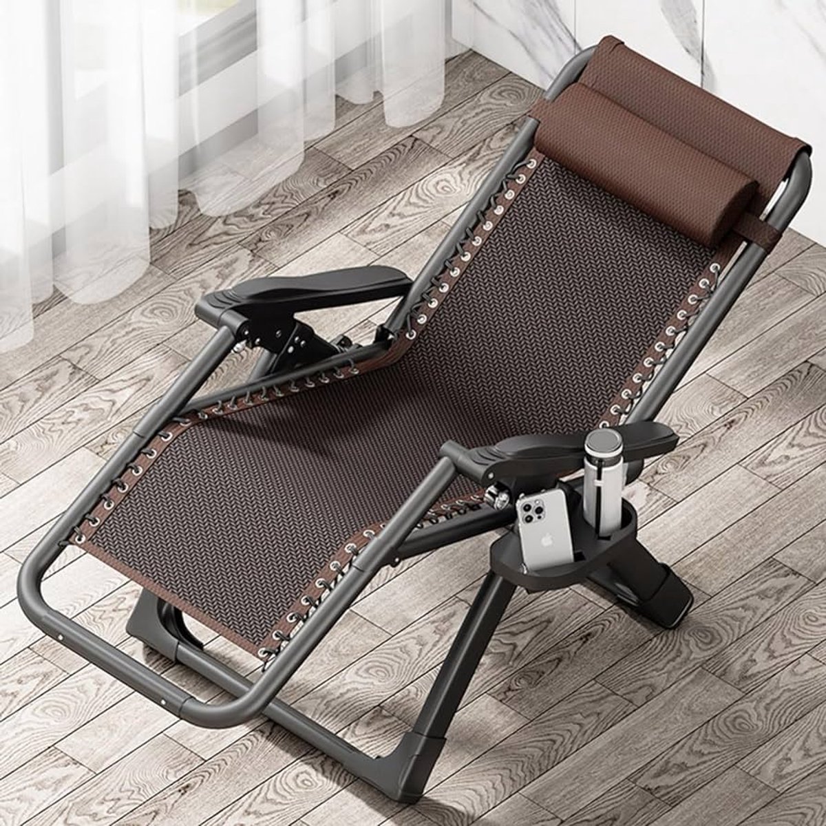 ComfortZero Relax Ligstoel Opvouwbaar Verstelbaar 178x65x25 cm Zero Gravity Tuin Ligstoel Balkon Camping Stoel met Kussen en Stalen Frame