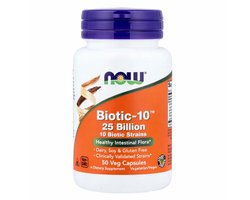 NOW Foods biotic-10 25 Miljard CFU – 10 Bacteriestammen – 50 Vegan Capsules – Met FOS – Voedingssupplement