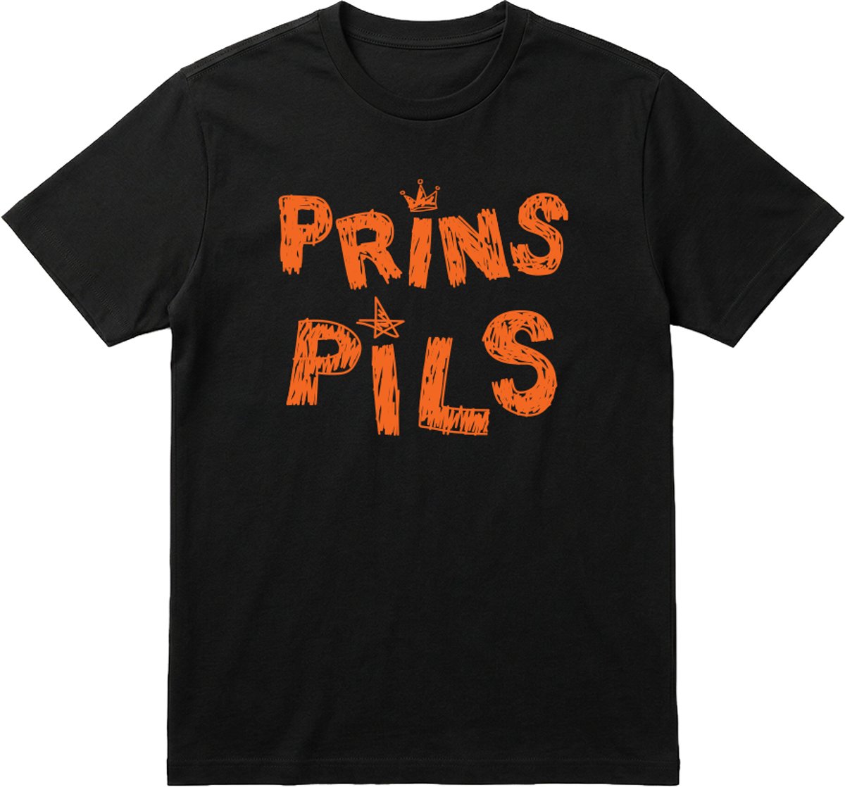 Koningsdag Kleding | Fotofabriek Koningsdag t-shirt heren | Koningsdag t-shirt dames | Zwart shirt | Maat M | Prins Pils