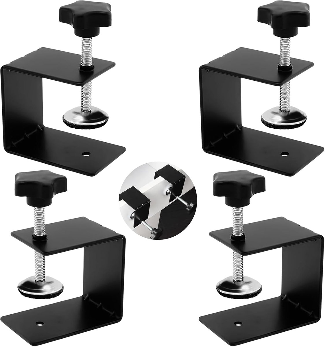C-Klemmen - 4-Delige Set C-Klemmen - Roestvrijstalen Balkklemmen - C-Klem Platformklemmen - Zwart