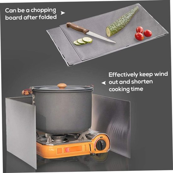 Kampeer Gasstel Windscherm - Outdoor Kook Windscherm - Buiten Koken - Opvouwbaar Ontwerp - 34x30x20cm Uitgevouwen - Zilver — afbeelding 2