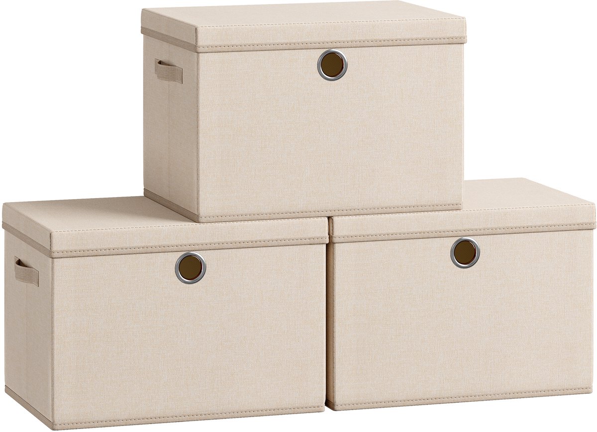 SONGMICS - Opbergbox - Opbergdoos - 3er-Set - Opbergdozen Set Van 3 - Stapelbaar Met Handgrepen