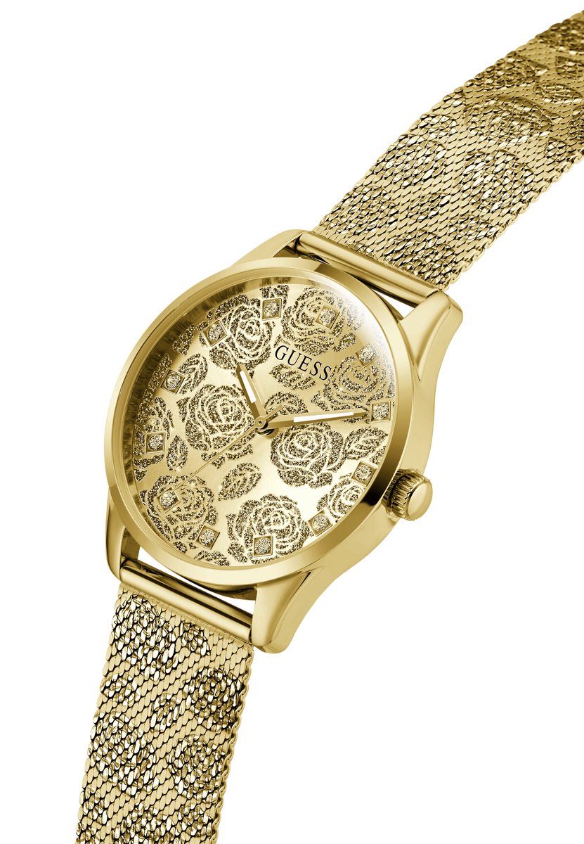 Guess Calla Quartz Analoog Horloge Gold Tone Kast: 100% Roestvrij Staal | Armband: 100% Stalen Mesh 36 mm GW1040L2