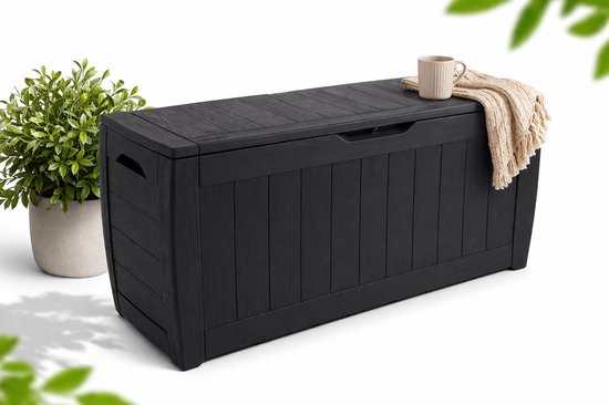 Keter Box, Grijs, Opbergbox Tuin - Kussenbox waterdicht - Grijs - Zitbox Kussenbox voor buiten - Tuinkussenbox - Voor tuinmeubelen - Tuinkussens - Opberg tuin 116.7 x 44.7 x 57 cm